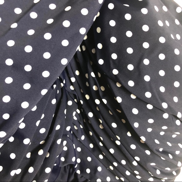 EUC High Neck Wrap One Pc Swimsuit Navy & White - Picture 4 of 8